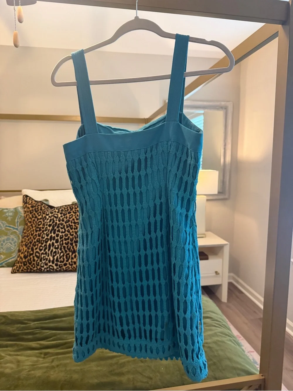 Jonathan Simkhai Turquoise Open-Weave Swim Coverup - Picture 5 of 5